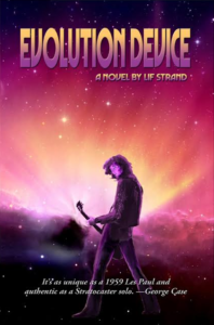 A rock guitarist silhouetted against a colorful nebula